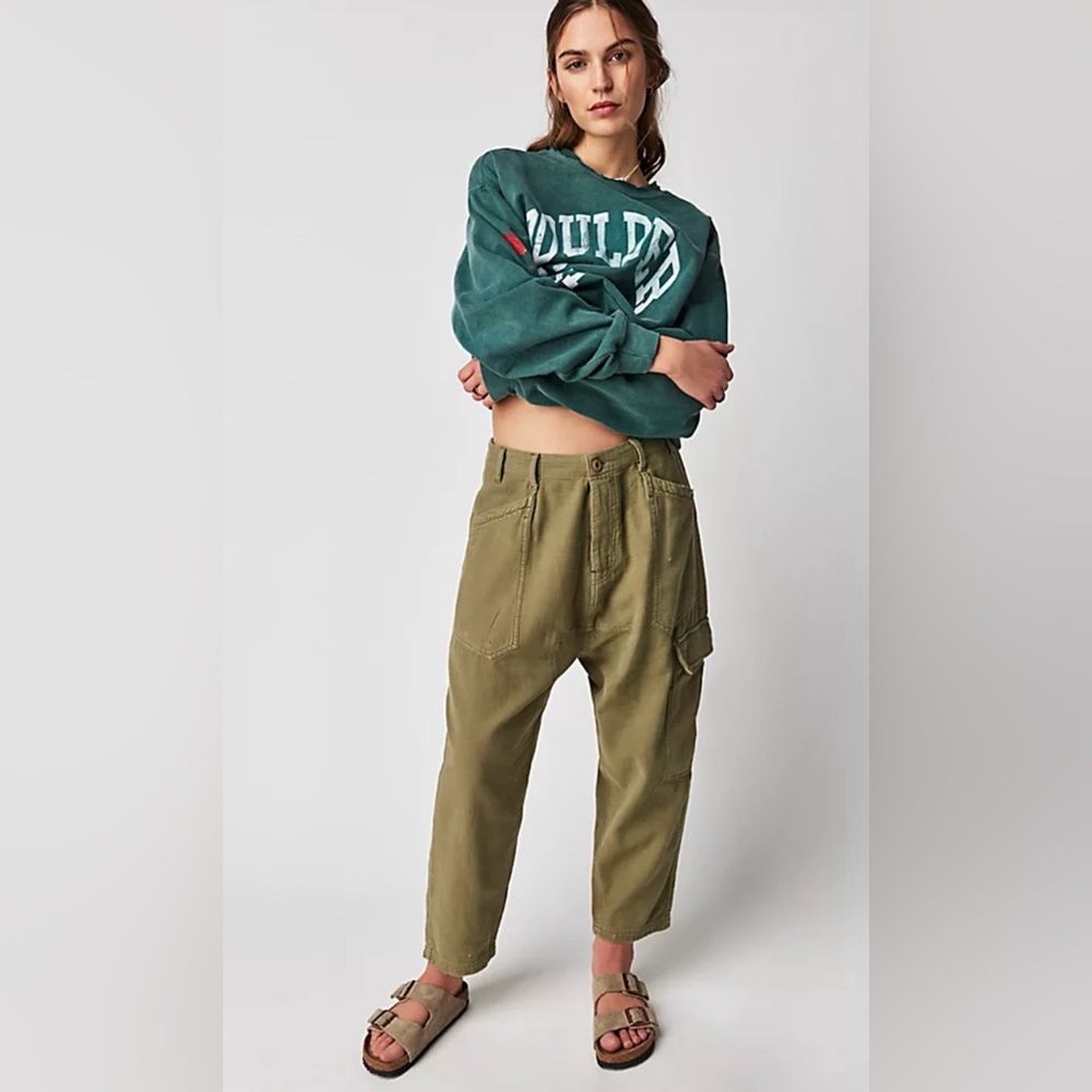 Free People FP Bay To The Breakers Pants Harem Cargo Boho Cropped Ankle